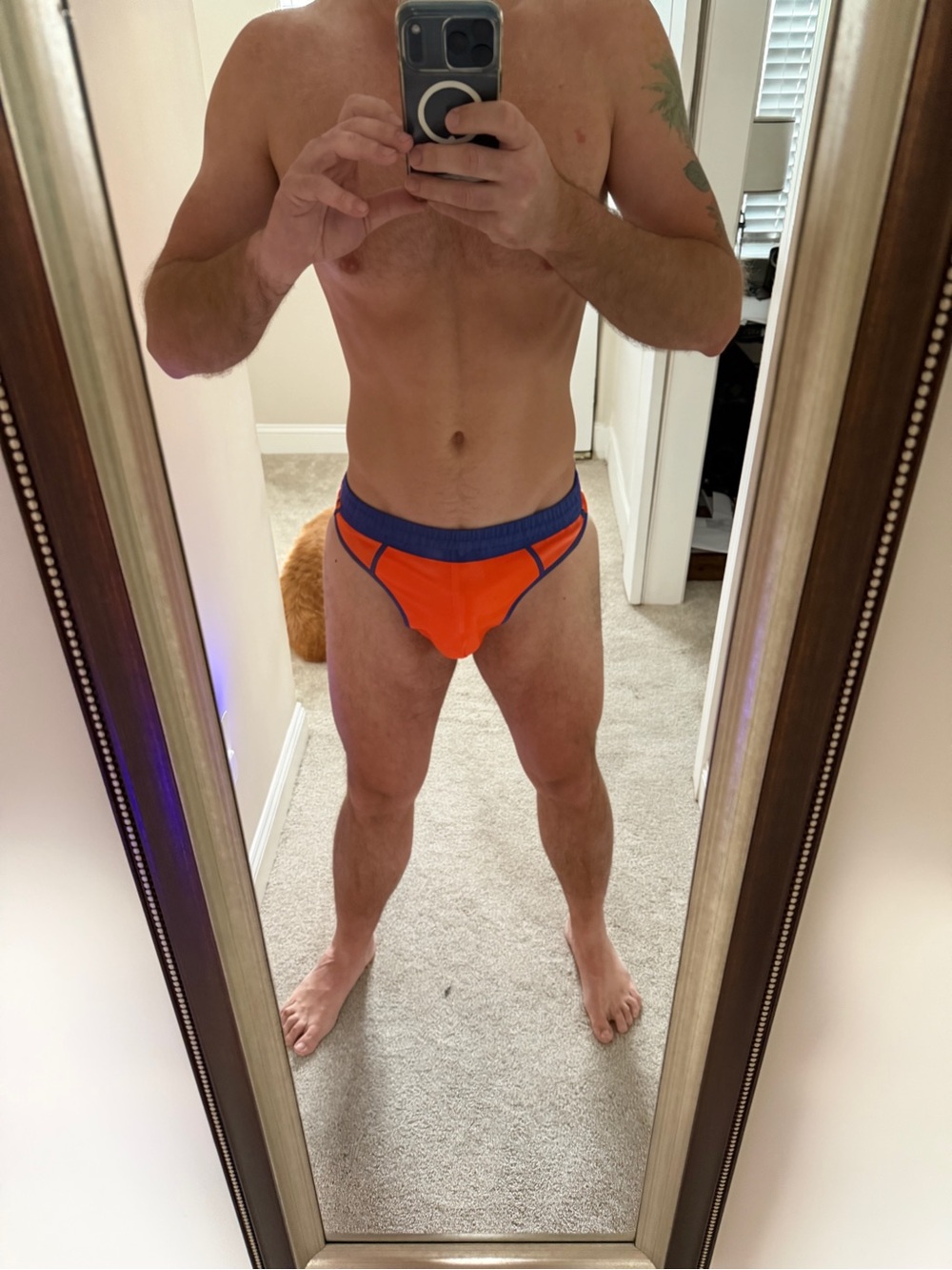 Men's Orange LATEX Thong XXL